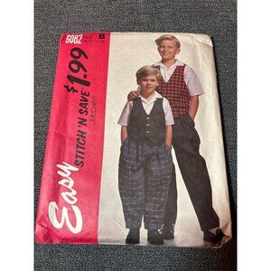 Vintage 1992 McCalls 6082 Boys Vest Shirt & Pants Sewing Pattern Size 8-10-12-14